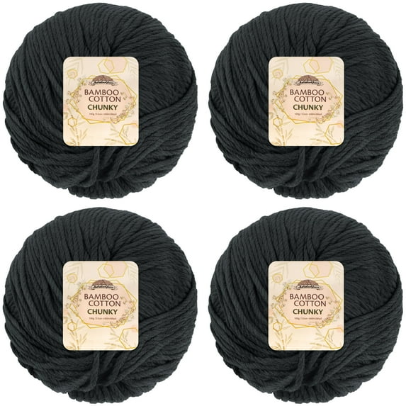 JubileeYarn Bamboo Cotton Chunky Yarn - 100g/Ball - Deep Grey - 4 Balls