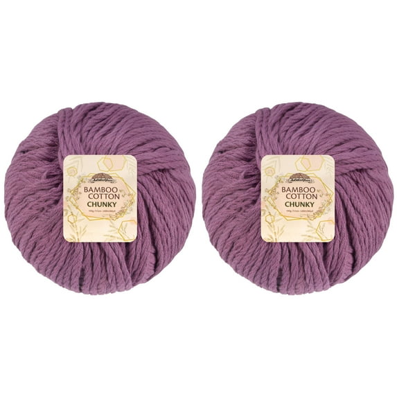 JubileeYarn Bamboo Cotton Chunky Yarn - 100g/Ball - Deep Purple - 2 Balls