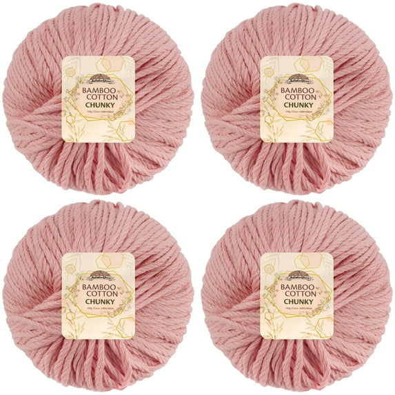 JubileeYarn Bamboo Cotton Chunky Yarn - 100g/Ball - Dreamy Blush - 4 Balls