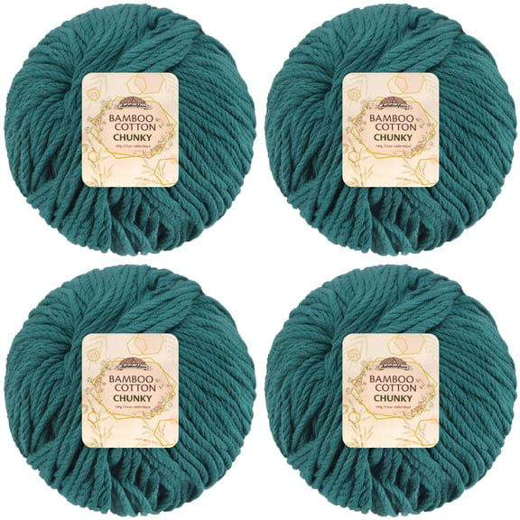 JubileeYarn Bamboo Cotton Chunky Yarn - 100g/Ball - Frozen Tidepool - 4 Balls