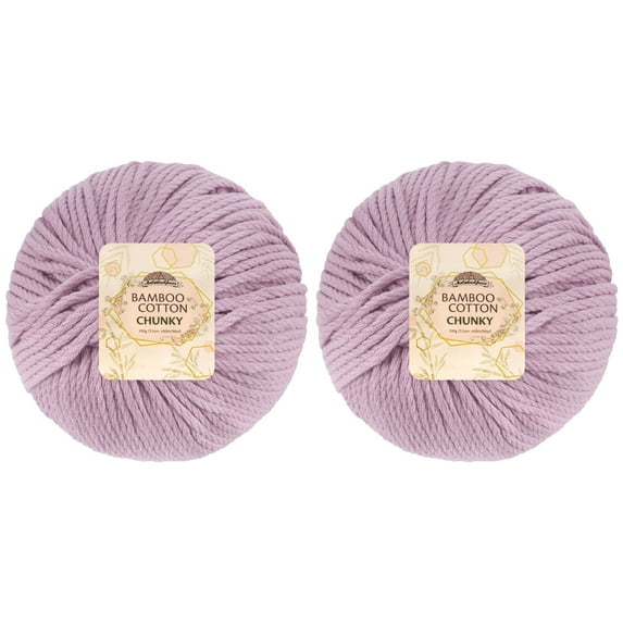 JubileeYarn Bamboo Cotton Chunky Yarn - 100g/Ball - Lilacs - 2 Balls