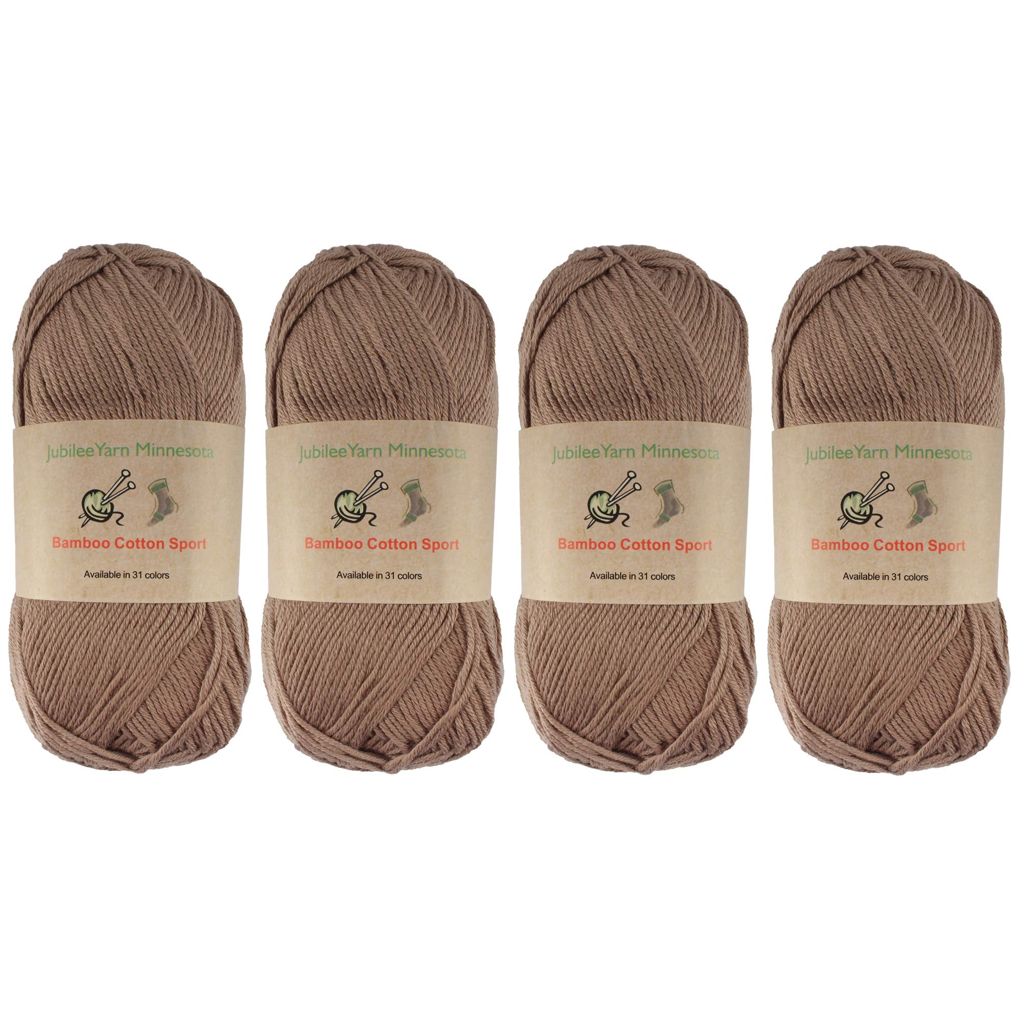 JubileeYarn Bamboo Cotton Sport 4 Ply Yarn - 50g/skein - Coffee Lover - 4  Skeins 
