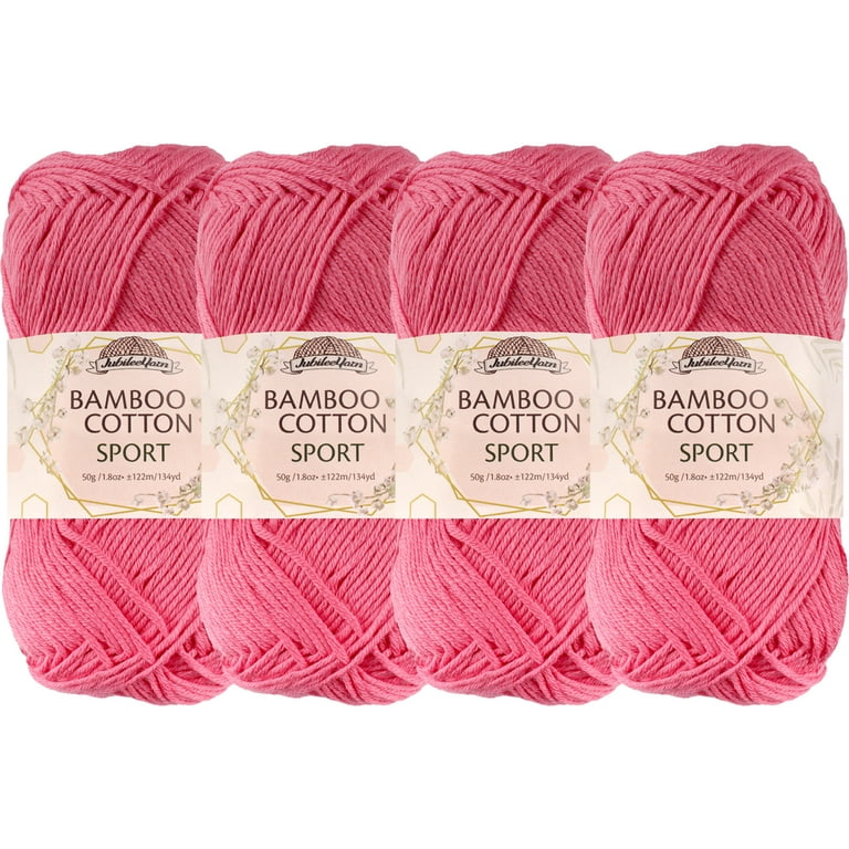 JubileeYarn Bamboo Cotton Sport 4 Ply Yarn - 50g/skein - Watermelon - 4  Skeins