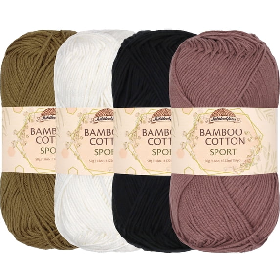 JubileeYarn Bamboo Cotton Sport Yarn - 50g/Skein - Achromatic - 4 Skeins