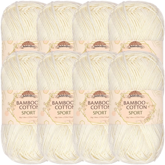 JubileeYarn Bamboo Cotton Sport Yarn - 50g/Skein - Almond Milk - 8 Skeins