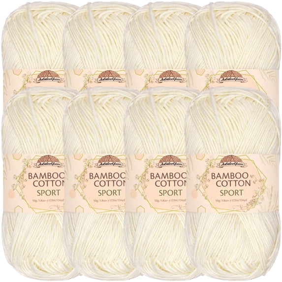 JubileeYarn Bamboo Cotton Sport Yarn - 50g/Skein - Almond Milk - 8 Skeins