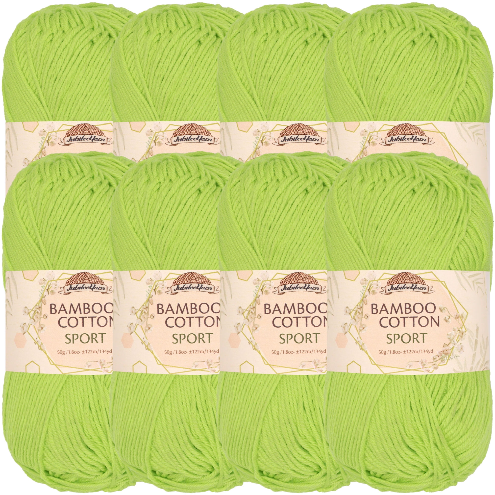 JubileeYarn Bamboo Cotton Sport Yarn - Sepia, 8 Skeins (50g Each), 50% Bamboo Rayon 50% Cotton, 134 Yards Per Skein