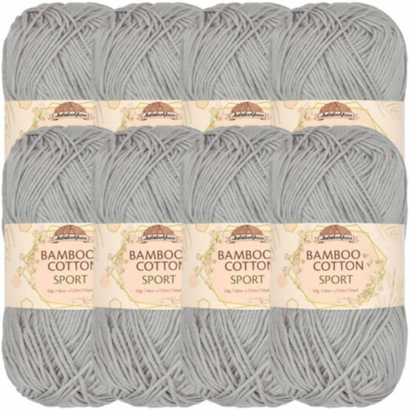 JubileeYarn Bamboo Cotton Sport Yarn - 50g/Skein - Cloudy Grey - 8 Skeins