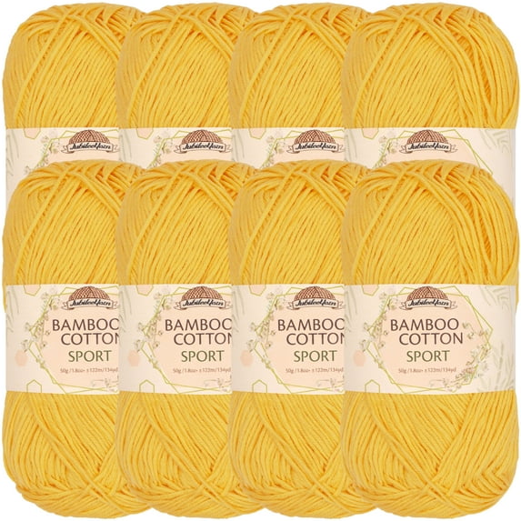 JubileeYarn Bamboo Cotton Sport Yarn - 50g/Skein - Daisy Yellow - 8 Skeins