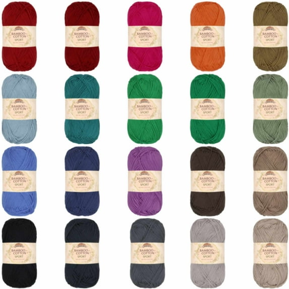 JubileeYarn Bamboo Cotton Sport Yarn - 50g/Skein - Dark - 20 Skeins