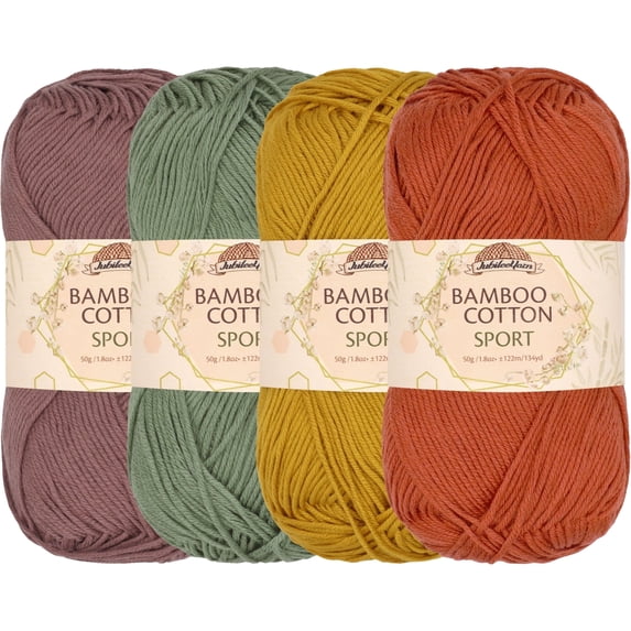 JubileeYarn Bamboo Cotton Sport Yarn - 50g/Skein - Earth - 4 Skeins