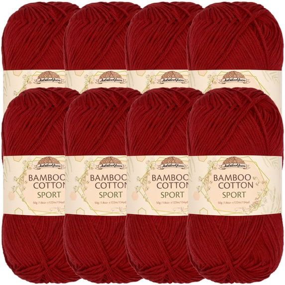 JubileeYarn Bamboo Cotton Sport Yarn - 50g/Skein - Merlot - 8 Skeins