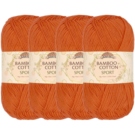JubileeYarn Bamboo Cotton Sport Yarn - Burnt Orange - 4 Skeins