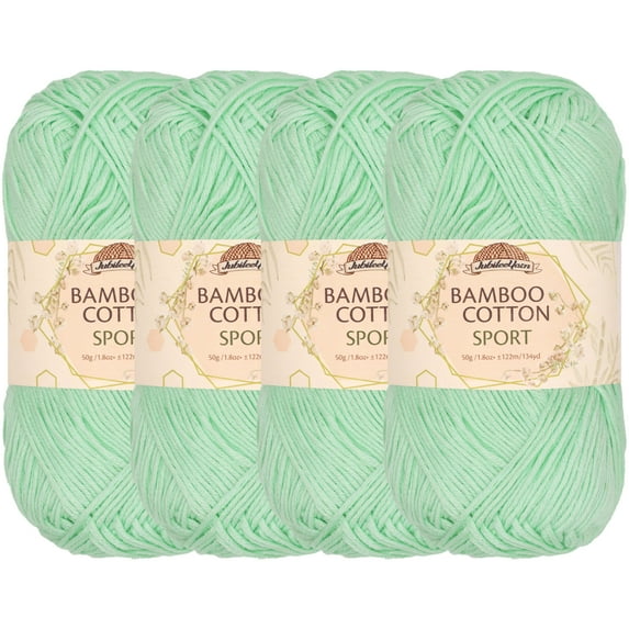 JubileeYarn Bamboo Cotton Sport Yarn - Green Mint - 4 Skeins