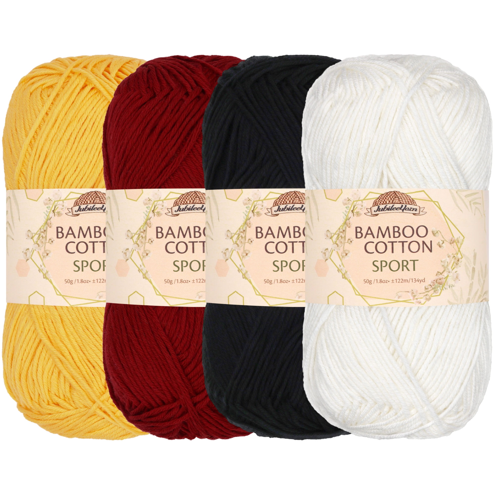 JubileeYarn Bamboo Cotton Sport Yarn - Shades of Contrast - 4 Skeins