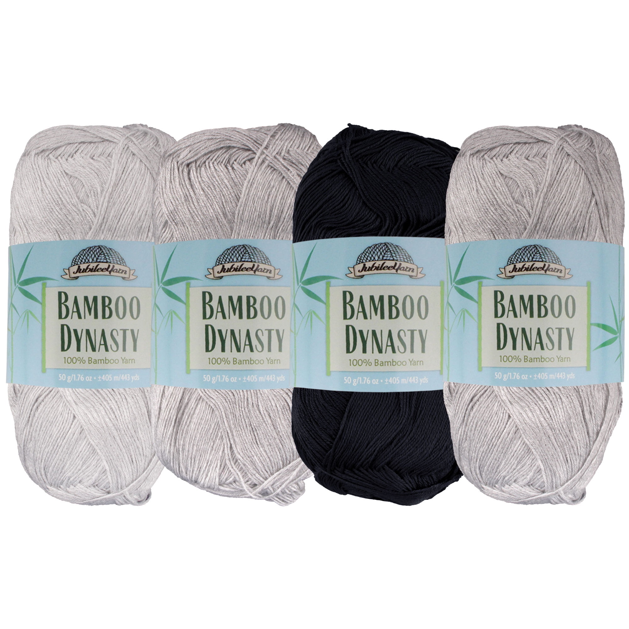 JubileeYarn Bamboo Dynasty - Baby Weight Bamboo - 50g/Skein - Shades of Grey - 4 Skeins