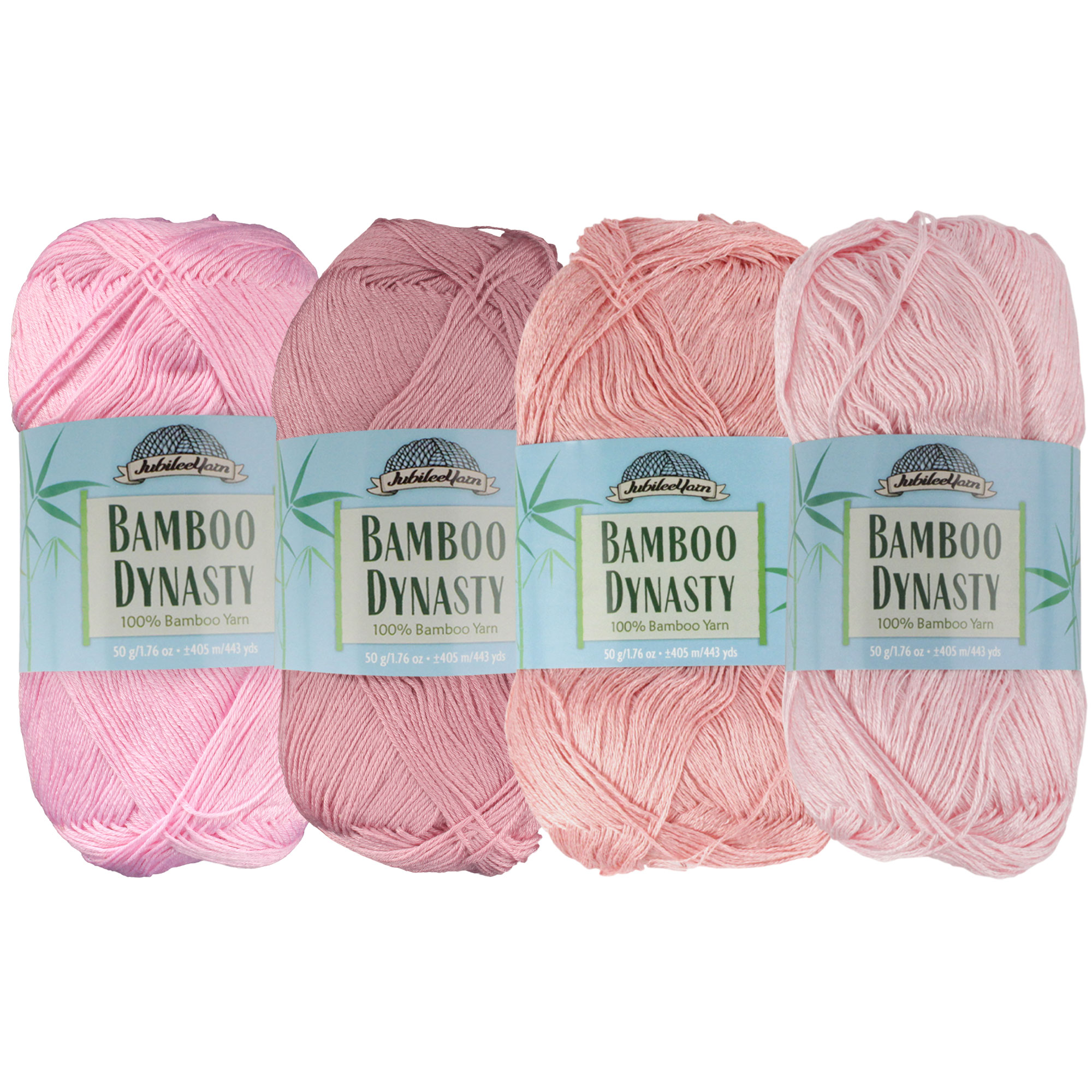 JubileeYarn Bamboo Dynasty - Baby Weight Bamboo - 50g/Skein - Shades of Pink - 4 Skeins