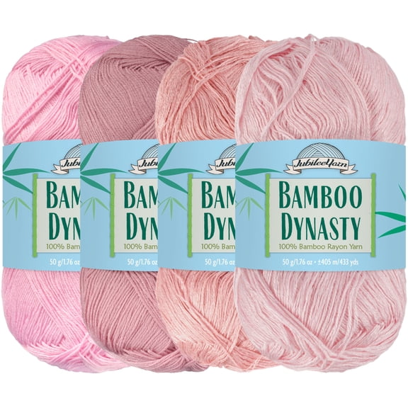 JubileeYarn Bamboo Dynasty Yarn - 50g/Skein Super Fine Bamboo Rayon - Shades of Pink - 4 Skeins