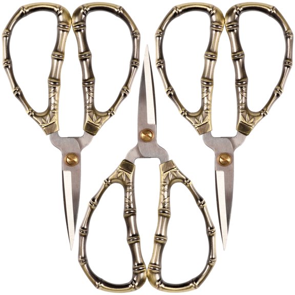 JubileeYarn Bamboo Stalk Embroidery Craft Scissors - Large - 3 Pairs