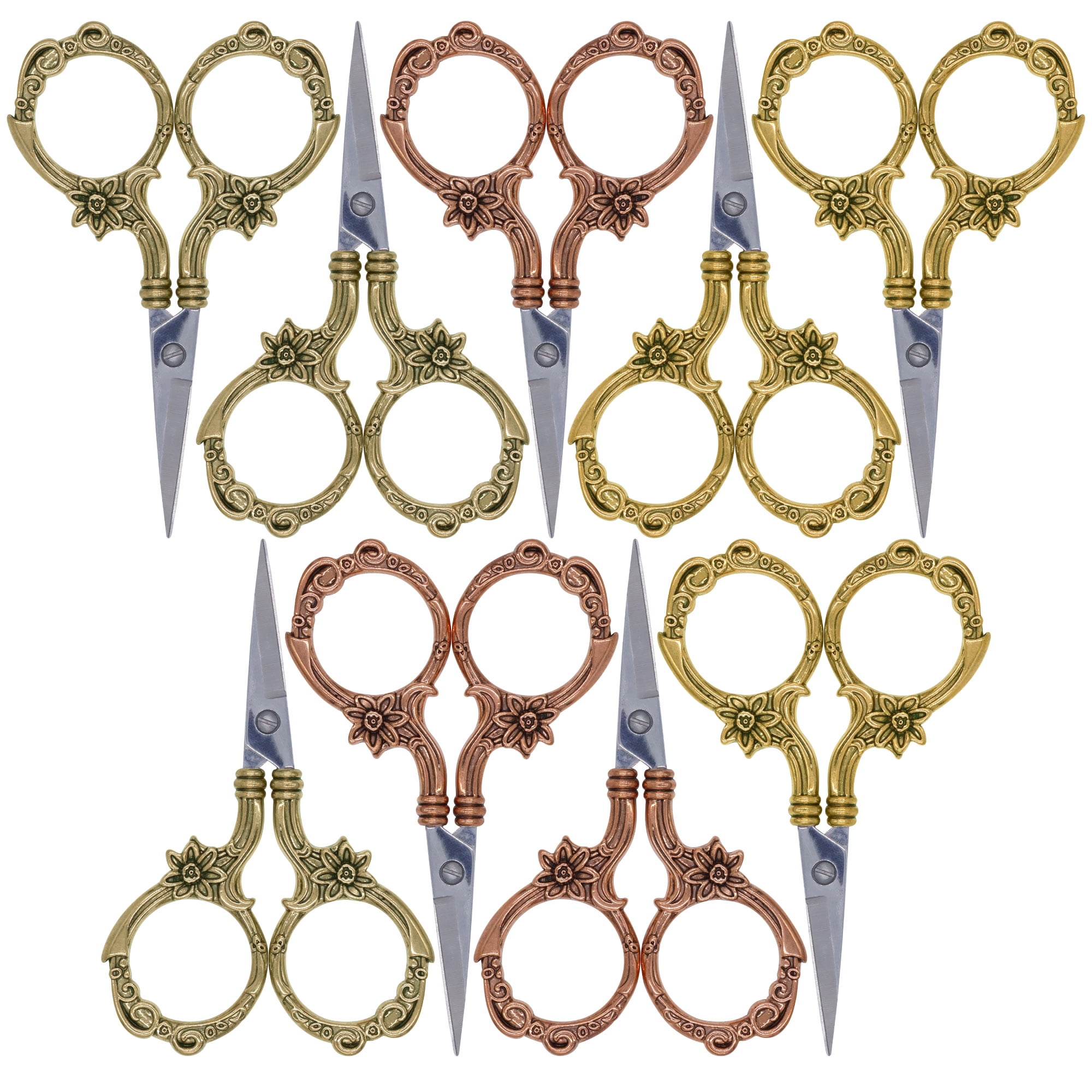 JubileeYarn Blooming Embroidery Scissors - Bronze, Copper, Gold - 9 Total Scissors