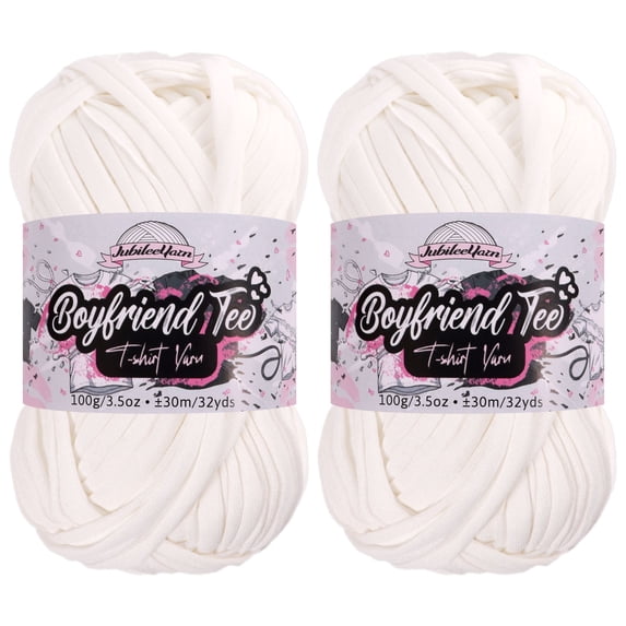 JubileeYarn Boyfriend Tee Yarn – 100g/Skein Polyester - Angel - 2 Skeins