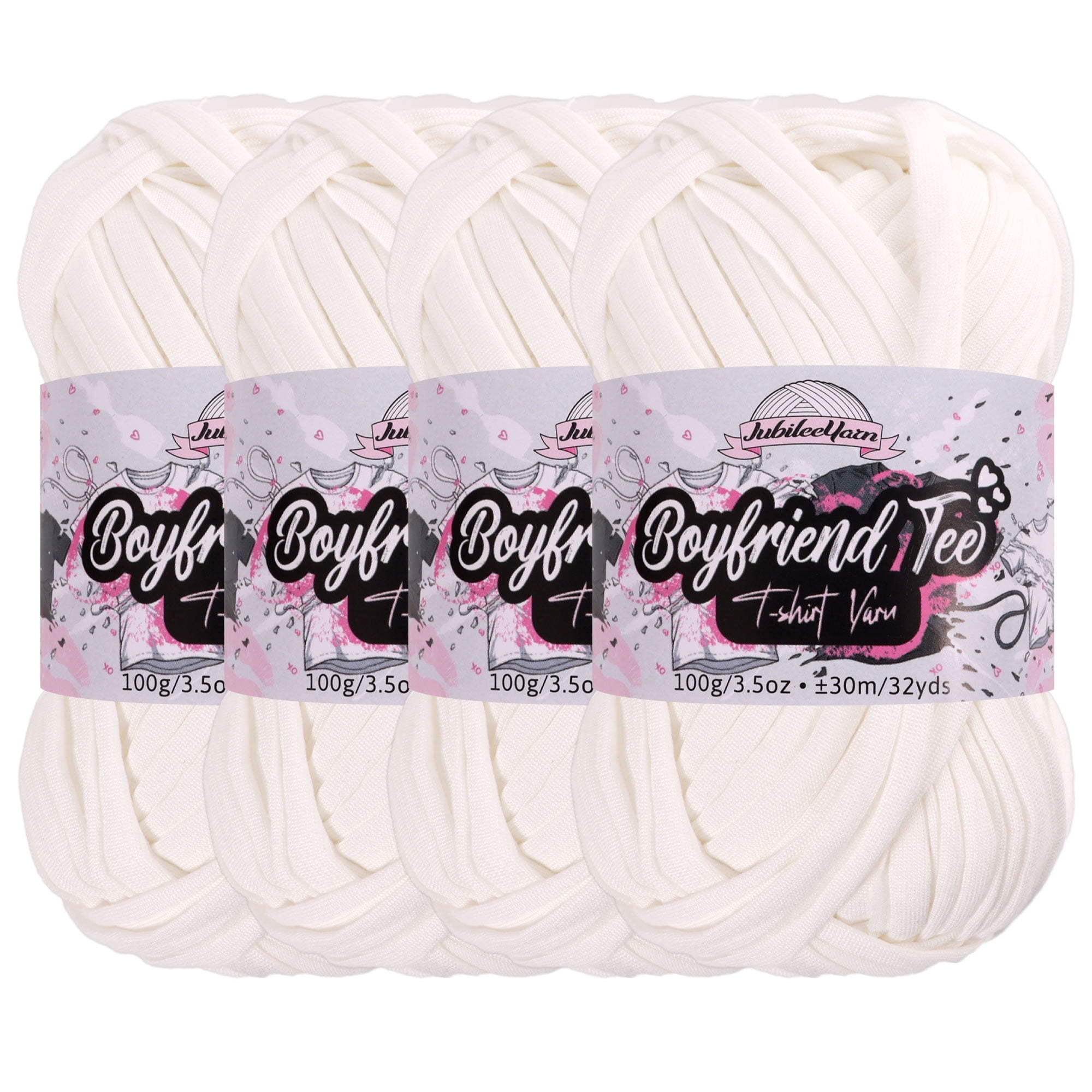 JubileeYarn Boyfriend Tee Yarn – 100g/Skein Polyester - Angel - 4 Skeins