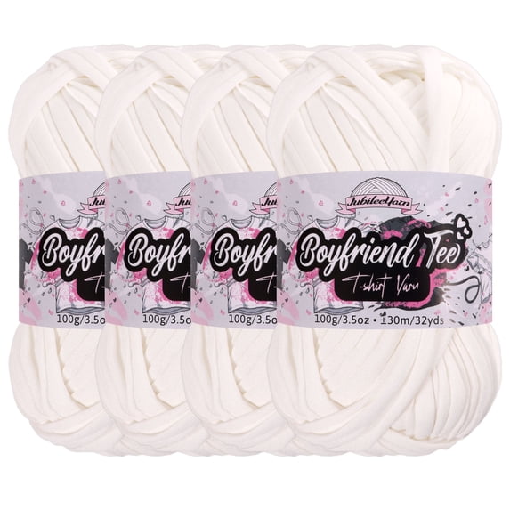 JubileeYarn Boyfriend Tee Yarn – 100g/Skein Polyester - Angel - 4 Skeins