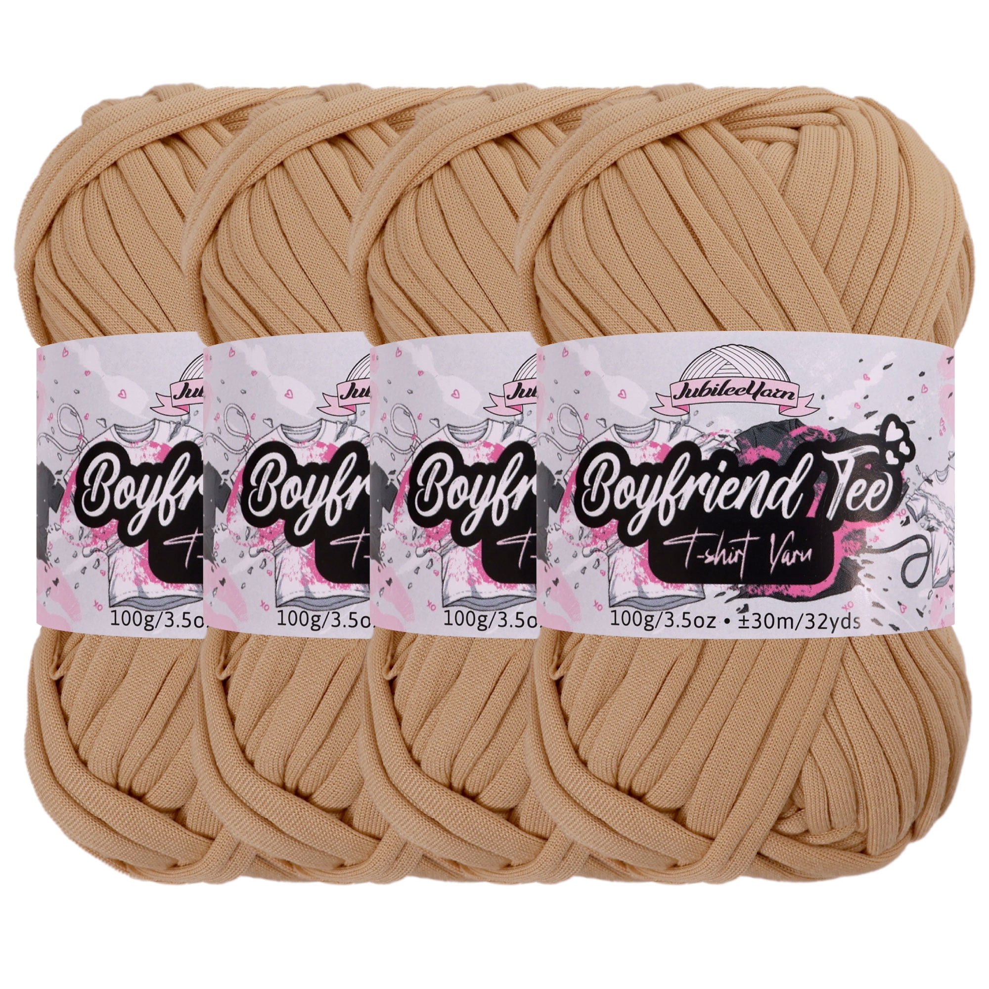 JubileeYarn Boyfriend Tee Yarn – 100g/Skein Polyester - Baby Face - 4 Skeins