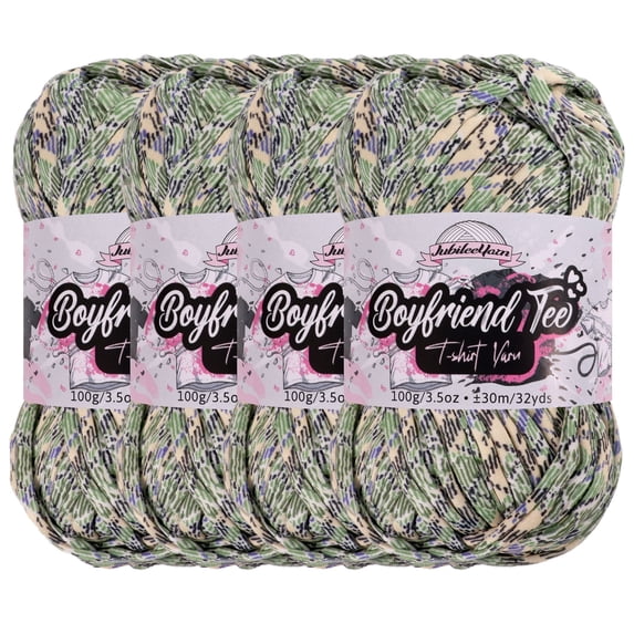 JubileeYarn Boyfriend Tee Yarn – 100g/Skein Polyester - Beau - 4 Skeins