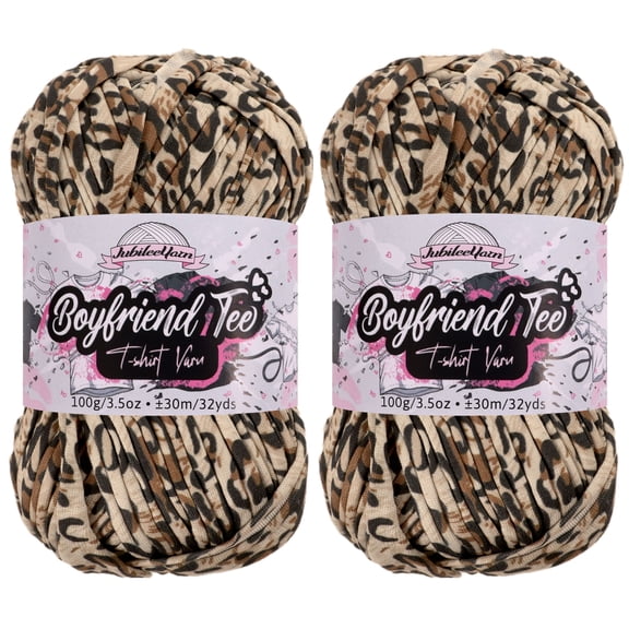 JubileeYarn Boyfriend Tee Yarn – 100g/Skein Polyester - Cookie Kiss - 2 Skeins