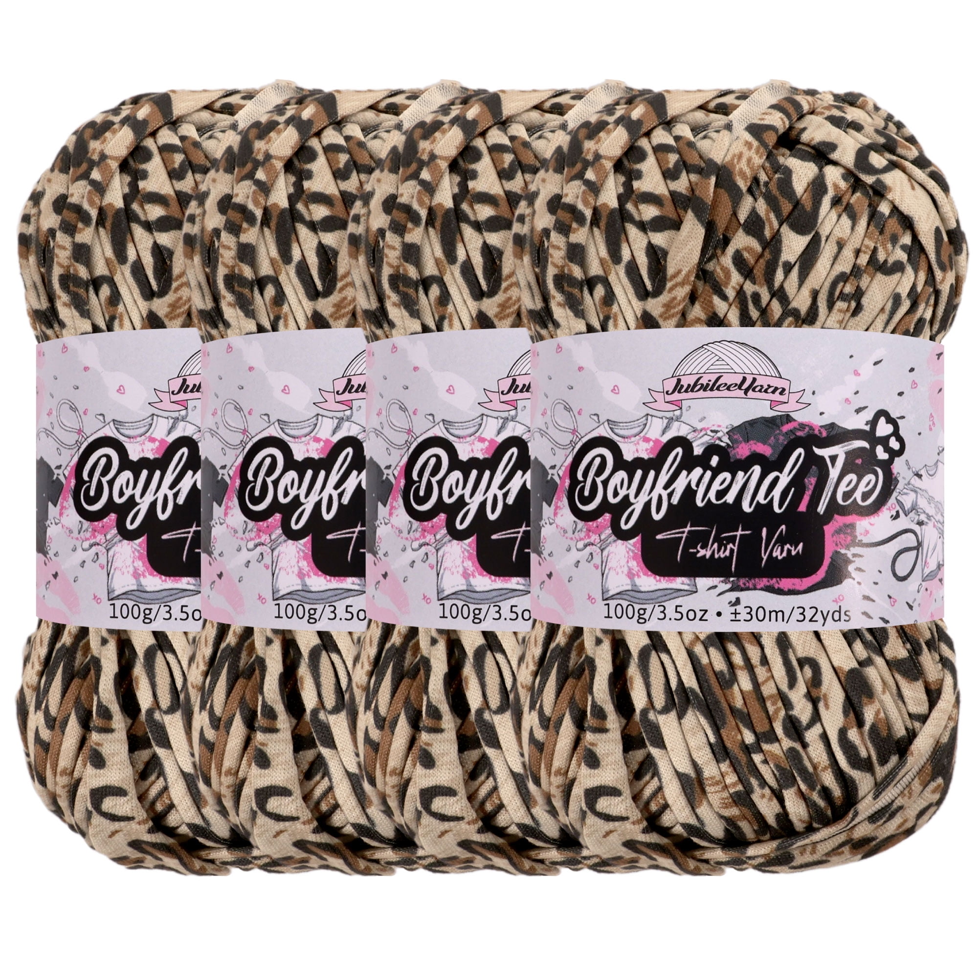 JubileeYarn Boyfriend Tee Yarn – 100g/Skein Polyester - Cookie Kiss - 4 Skeins