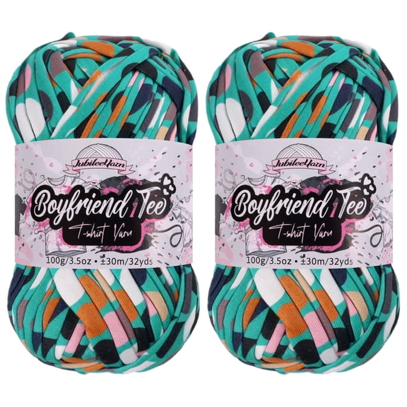 JubileeYarn Boyfriend Tee Yarn – 100g/Skein Polyester - Eye Candy - 2 Skeins