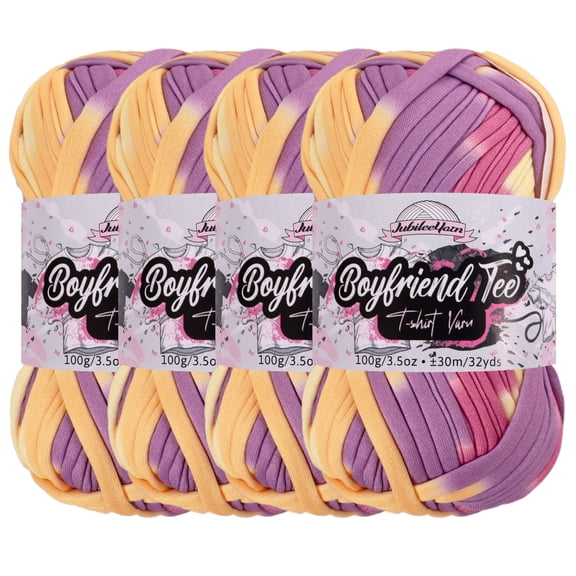 JubileeYarn Boyfriend Tee Yarn – 100g/Skein Polyester - Sugar Lumps - 4 Skeins