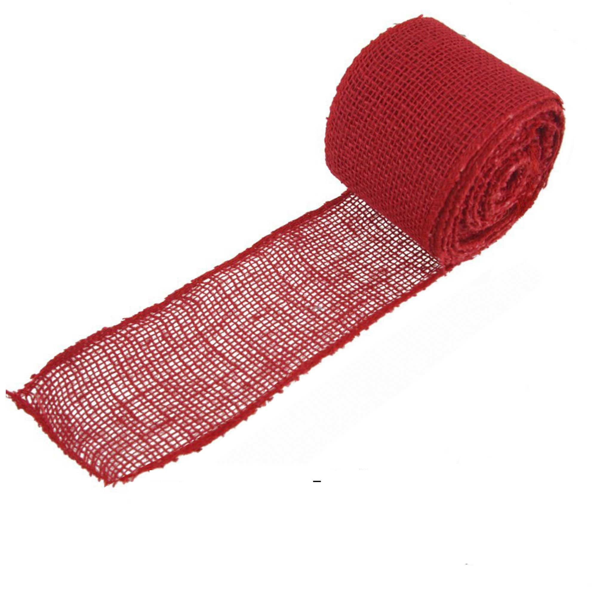 JubileeYarn Burlap Ribbon - 3" Inch wide Burlap Fabric Craft Ribbon - 10 Yards - Hemp Jute -Cranberry x10