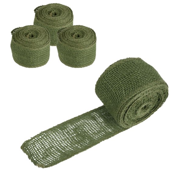 JubileeYarn Burlap Ribbon - 3" Inch wide Burlap Fabric Craft Ribbon - 10 Yards - Hemp Jute - Green - 3 Rolls