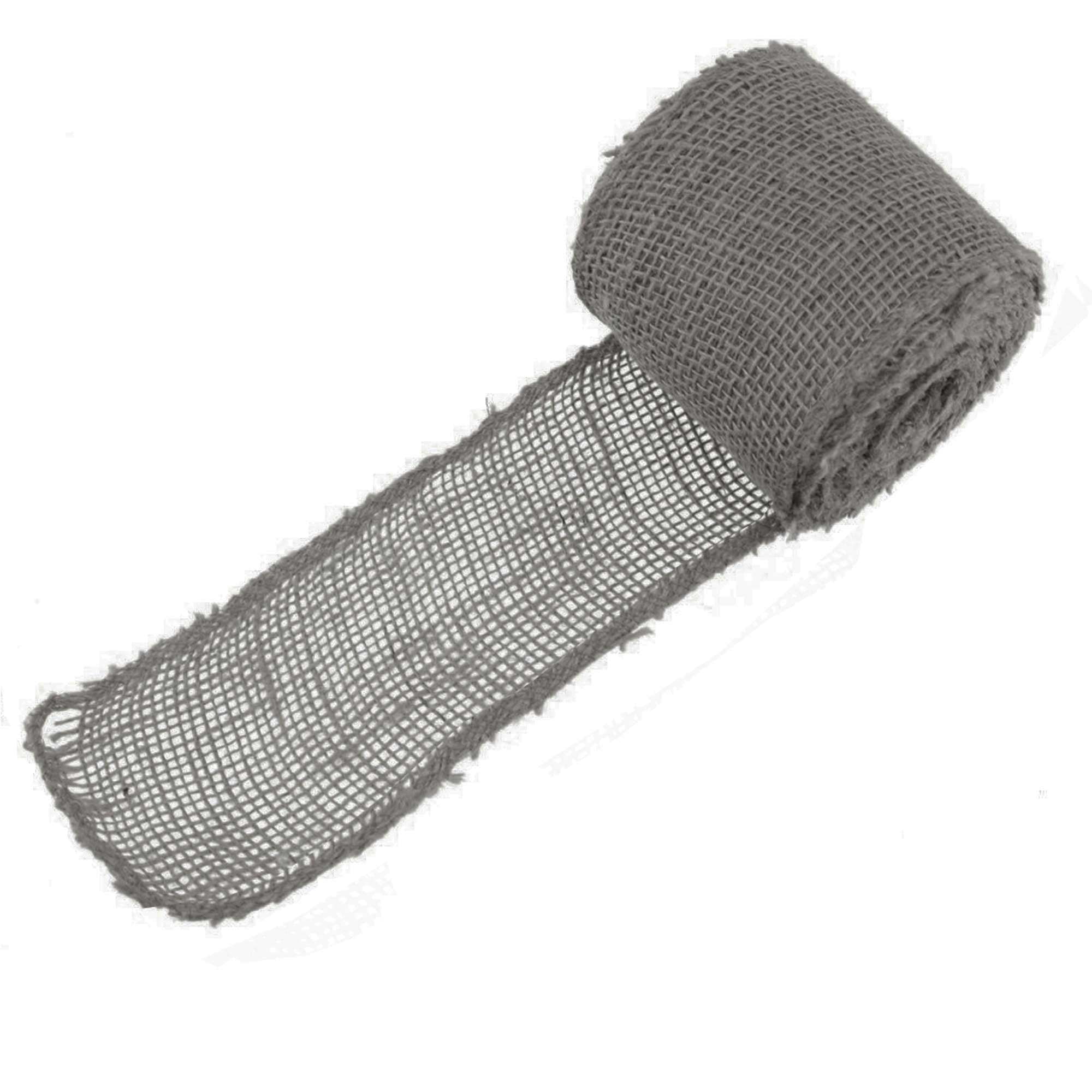 JubileeYarn Burlap Ribbon - 3" Inch wide Burlap Fabric Craft Ribbon - 10 Yards - Hemp Jute - Grey