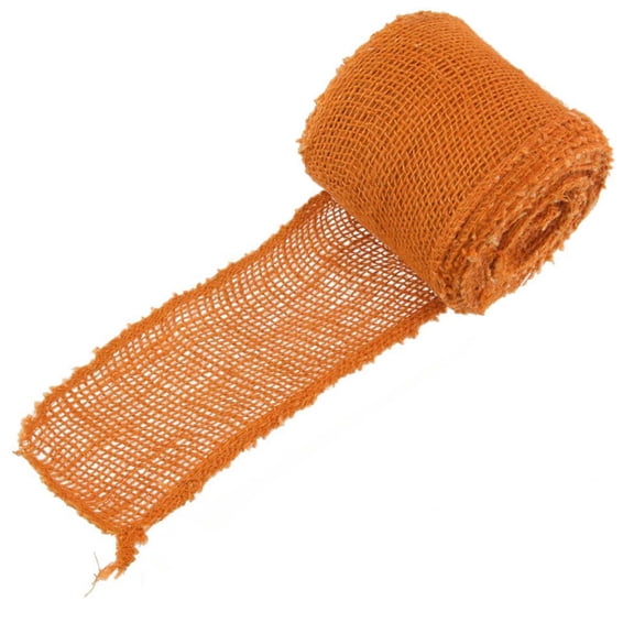 JubileeYarn Burlap Ribbon - 3" Inch wide Burlap Fabric Craft Ribbon - 10 Yards - Hemp Jute - Orange