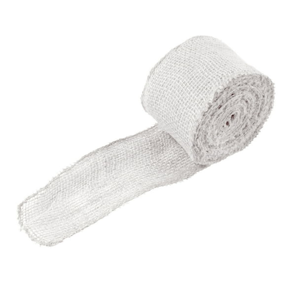 JubileeYarn Burlap Ribbon - 3" Inch wide Burlap Fabric Craft Ribbon - 10 Yards - Hemp Jute - White - 1 Roll