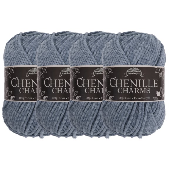 JubileeYarn Chenille Charms Yarn - 100g/Skein Worsted Polyester - Horseshoe - 4 Skeins