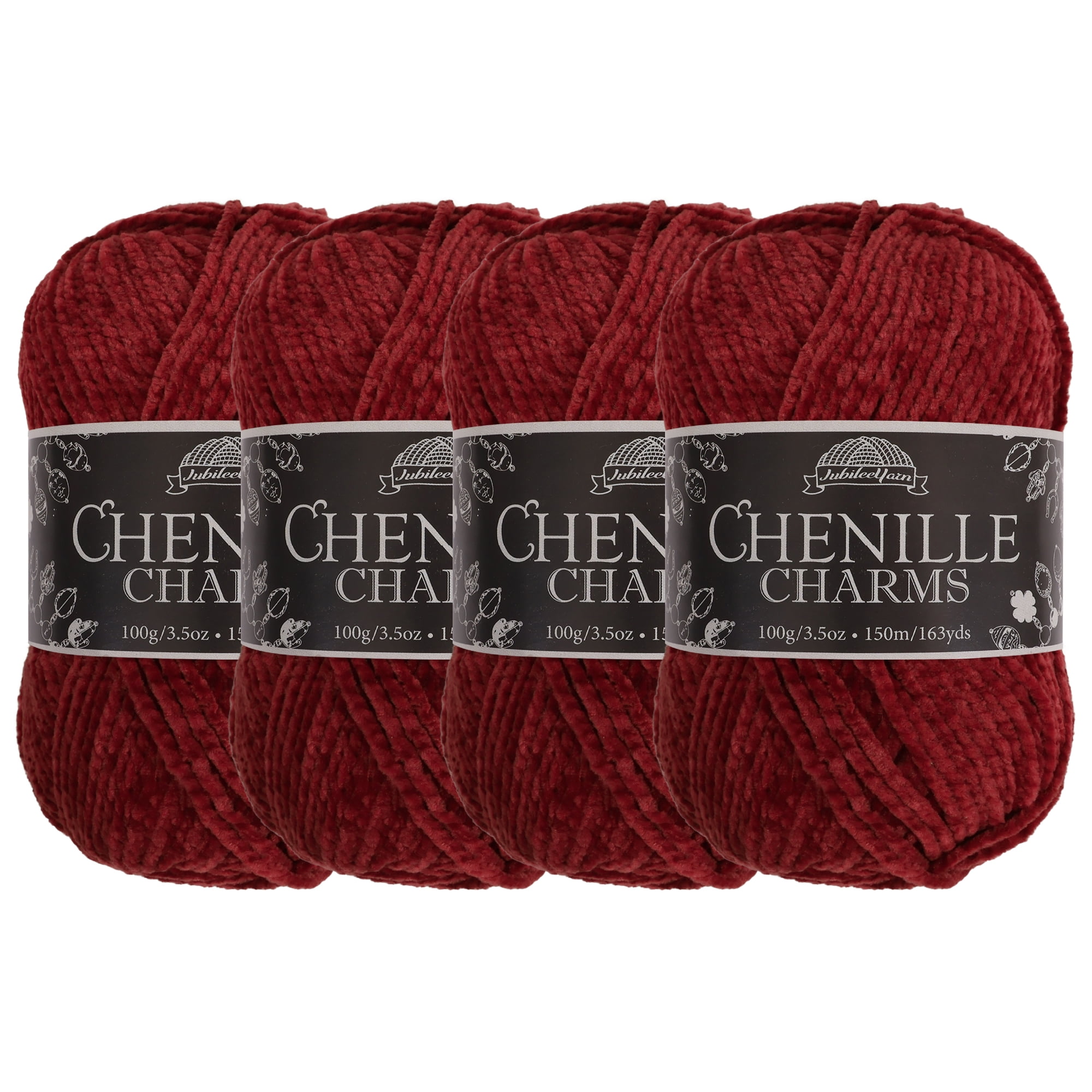 JubileeYarn Chenille Charms Yarn - 100g/Skein Worsted Polyester - Merkaba - 4 Skeins
