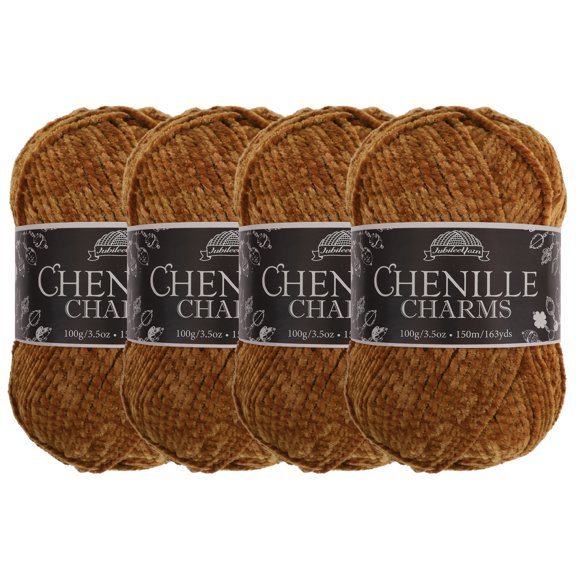 JubileeYarn Chenille Charms Yarn - 100g/Skein Worsted Polyester - Rabbit's Foot - 4 Skeins