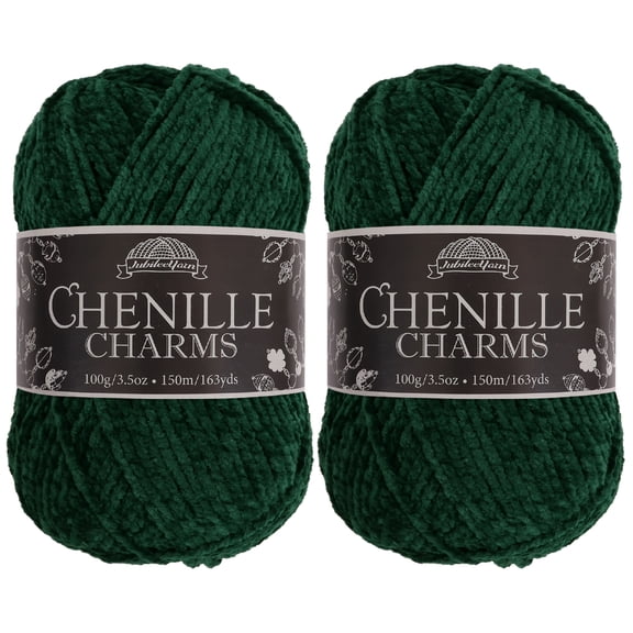 JubileeYarn Chenille Charms Yarn - 100g/Skein Worsted Polyester - Shamrock - 2 Skeins