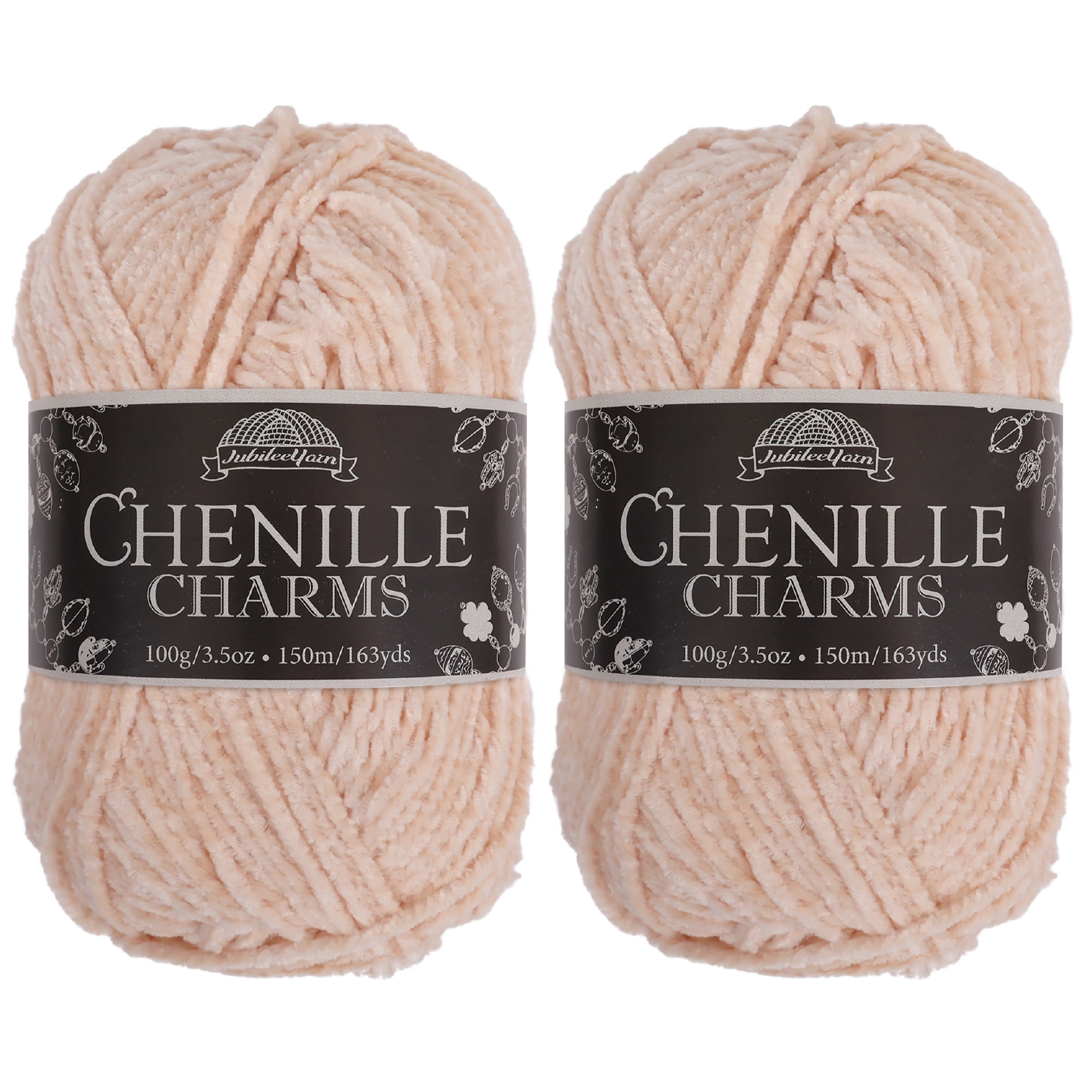 JubileeYarn Chenille Charms Yarn - 100g/Skein Worsted Polyester - Wishbone - 2 Skeins