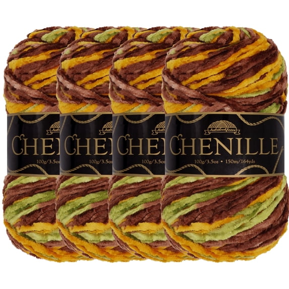 JubileeYarn Chenille Yarn - Worsted Polyester - 100g/Skein - El Dorado - 4 Skeins