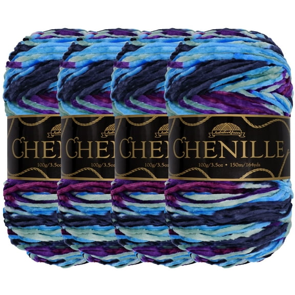 JubileeYarn Chenille Yarn - Worsted Weight - 100g/Skein - Nibiru - 4 Skeins