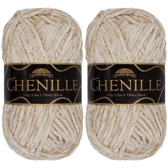 JubileeYarn Chenille Yarn - 100g/Skein Worsted Polyester - Opal - 2 Skeins