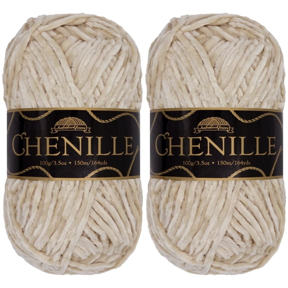 JubileeYarn Chenille Yarn - 100g/Skein Worsted Polyester - Opal - 2 Skeins
