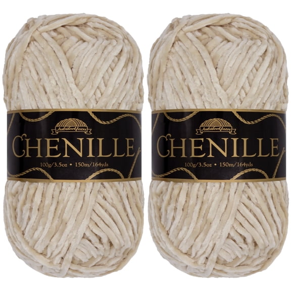 JubileeYarn Chenille Yarn - 100g/Skein Worsted Polyester - Opal - 2 Skeins