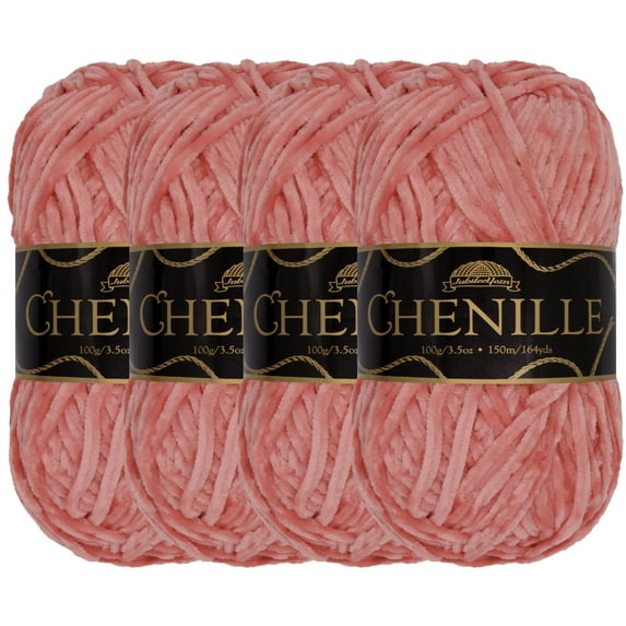 JubileeYarn Chenille Yarn - Worsted Weight - 100g/Skein - Rhubarb Torte - 4 Skeins