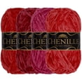 thumbnail image 1 of JubileeYarn Chenille Yarn - Worsted Weight - 100g/Skein - Shades of Red - 4 Skeins, 1 of 6